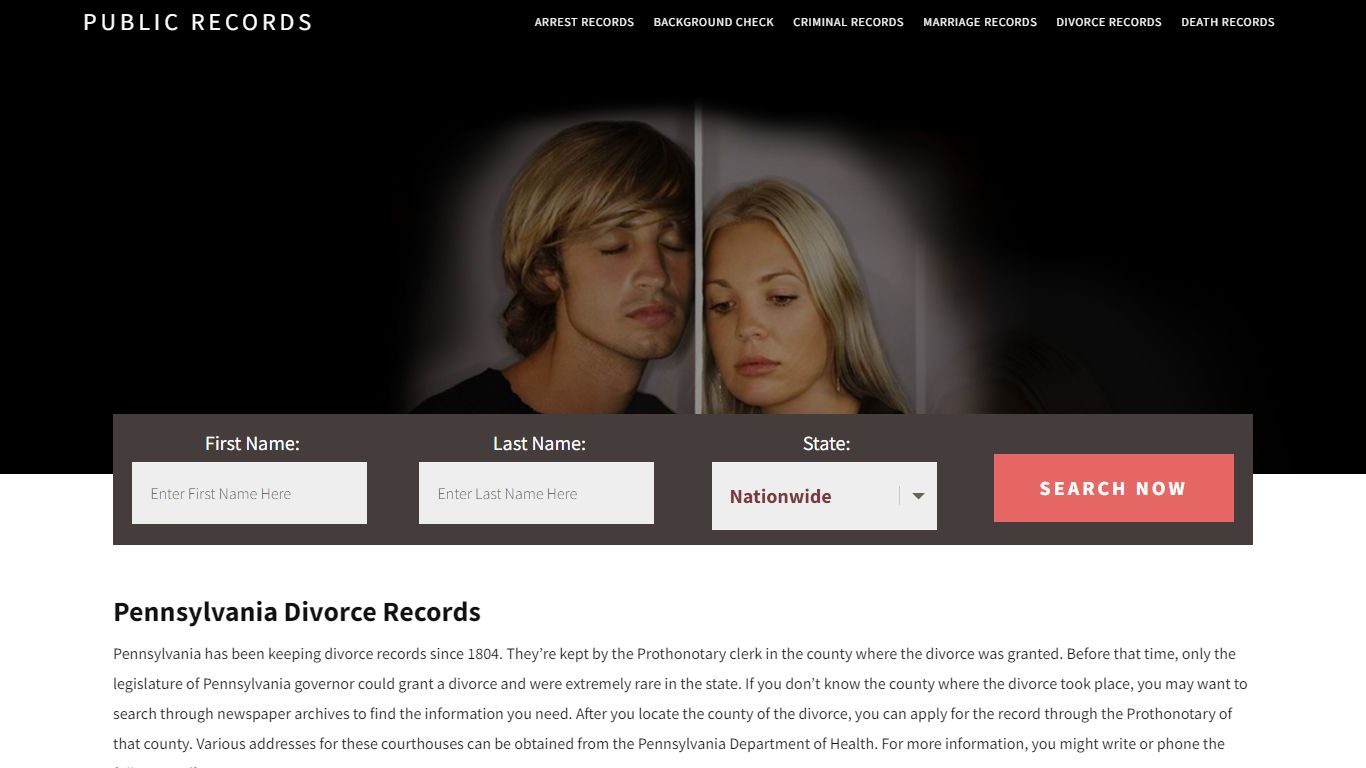 Pennsylvania Divorce Records | Enter Name and Search ... - Public Records
